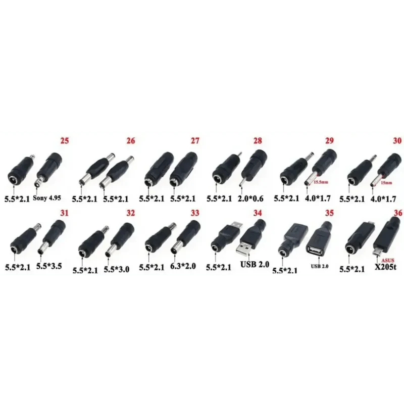 Adaptateur DC 5.5x2.1mm avec embouts