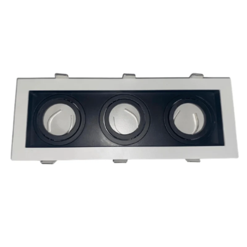 Support Spot GU10 Encastrable Orientable Triple Projecteur Blanc/Noir