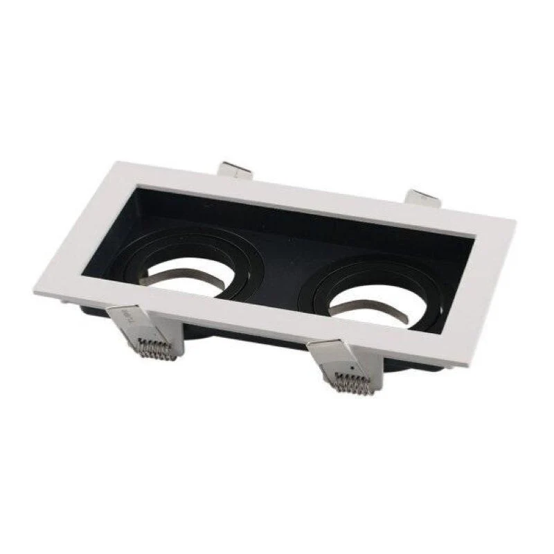 Support Spot GU10 Encastrable Orientable Double Projecteur Blanc/Noir