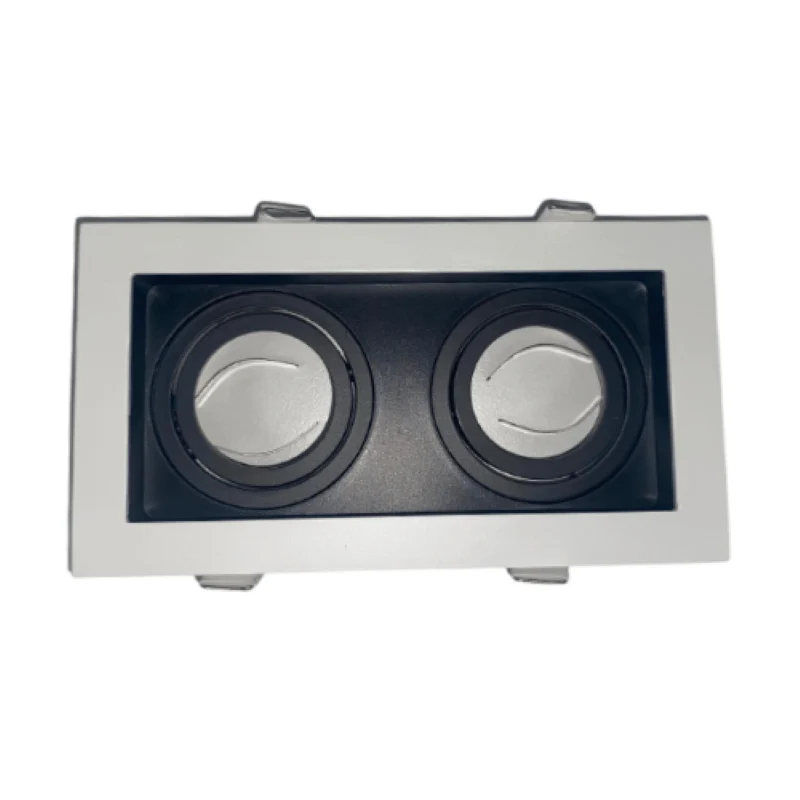 Support Spot GU10 Encastrable Orientable Double Projecteur Blanc/Noir
