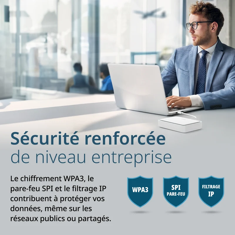 D-Link AX3000 Wi-Fi 6 Portable VPN Travel Router (DBR-330), Multi-WAN, Business-Grade Security, VPN, SPI Firewall, File Sharing, Compact WiFi Hotspot for Public WiFi Sharing, Remote Work, RV, Hotel