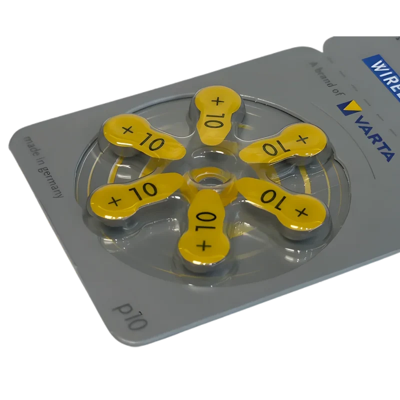 Plaquette de 6 Piles pour appareil auditif N° 10 AE
