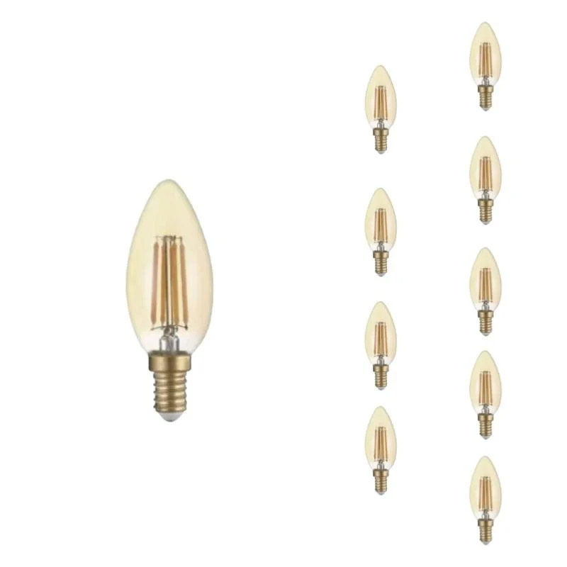 Ampoule LED E14 Filament 4W C35 Bougie - Pack de 10