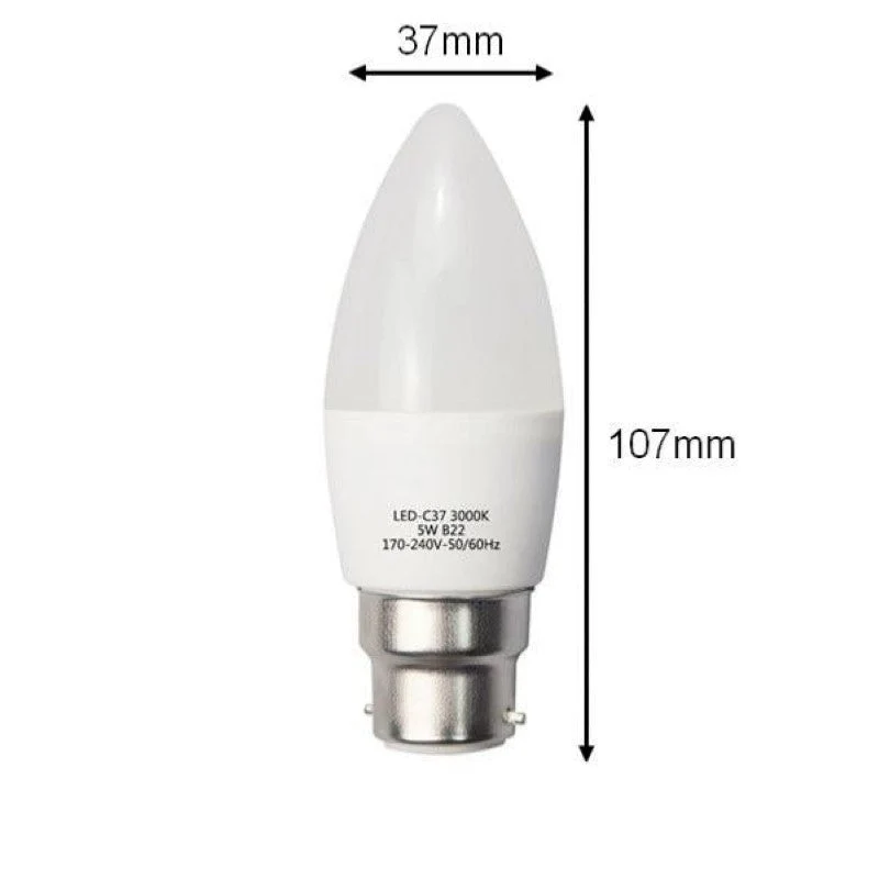 Pack de 10 - Ampoule LED B22 6W 220V C37 180°