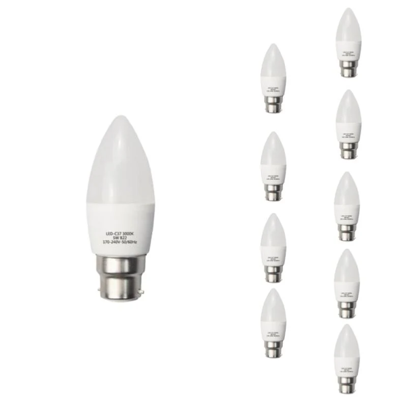 Pack de 10 - Ampoule LED B22 6W 220V C37 180°