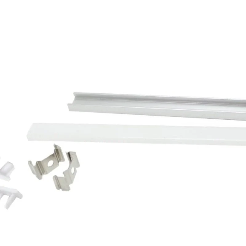 Profilé Aluminium 2m pour Ruban LED avec Couvercle Blanc Opaque