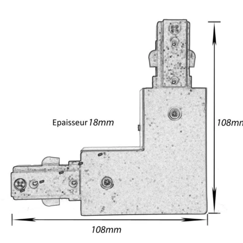 Connecteur LED pour Rail Monophasé Angle 90° BLANC