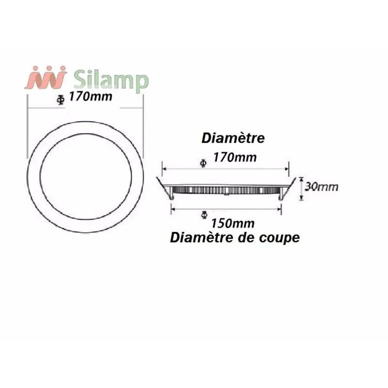 Spot LED Encastrable Rond 12W ALU - Pack de 10