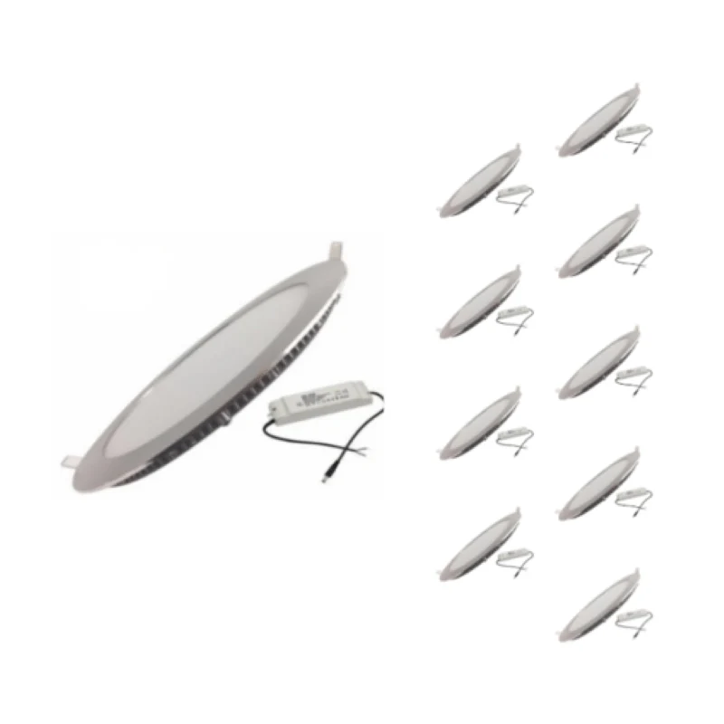 Downlight Dalle LED Extra Plate Ronde ALU 18W - Pack de 10
