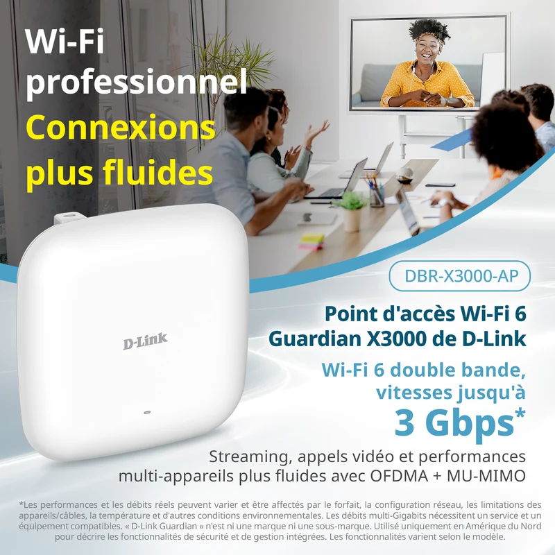 D-Link Guardian X3000 Wi-Fi 6 AX3000 Access Point (DBR-X3000-AP) PoE Powered, Supports Mesh, WPA3, VLANs, Guest Wi-Fi, Centralized Management by D-Link Guardian Routers