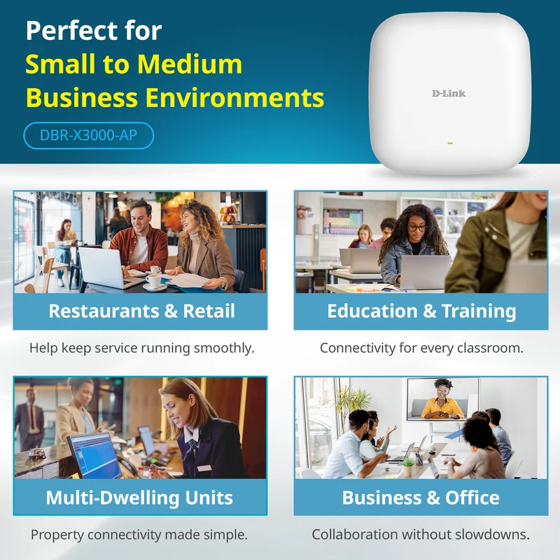 D-Link Guardian X3000 Wi-Fi 6 AX3000 Access Point (DBR-X3000-AP) PoE Powered, Supports Mesh, WPA3, VLANs, Guest Wi-Fi, Centralized Management by D-Link Guardian Routers
