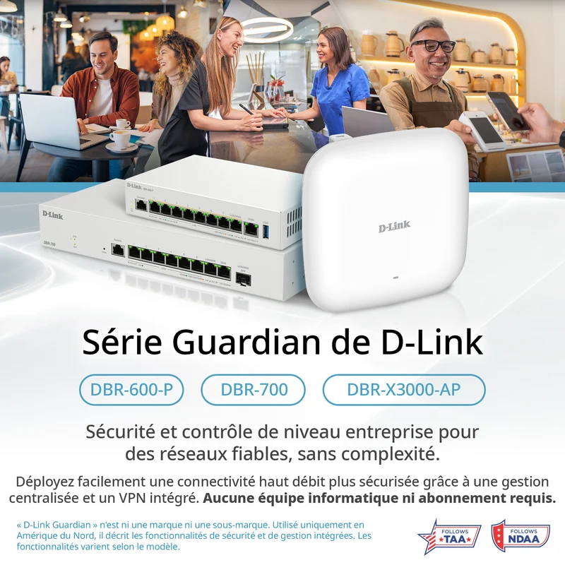 D-Link Guardian 700 Pro Multi-Gig Router with SFP (DBR-700), Premium Router with Multi-WAN Failover, SPI Firewall, 8x 2.5GbE LAN with SFP, VPN, and Centralized Access Point Management (up to 15 APs)