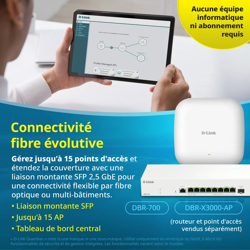 D-Link Guardian 700 Pro Multi-Gig Router with SFP (DBR-700), Premium Router with Multi-WAN Failover, SPI Firewall, 8x 2.5GbE LAN with SFP, VPN, and Centralized Access Point Management (up to 15 APs)