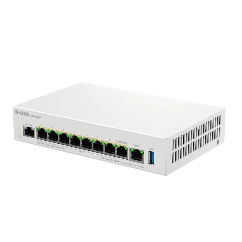 D-Link Guardian 600 PoE Multi-Gig Router (DBR-600-P) Premium Router with Multi-WAN Failover, SPI Firewall, 8x 2.5GbE PoE+ LAN, VPN, and Access Point Management (up to 10 APs)
