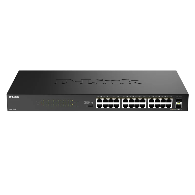 24-Port Gigabit PoE+ Unmanaged Switch with 2 SFP Ports - DGS-1026P