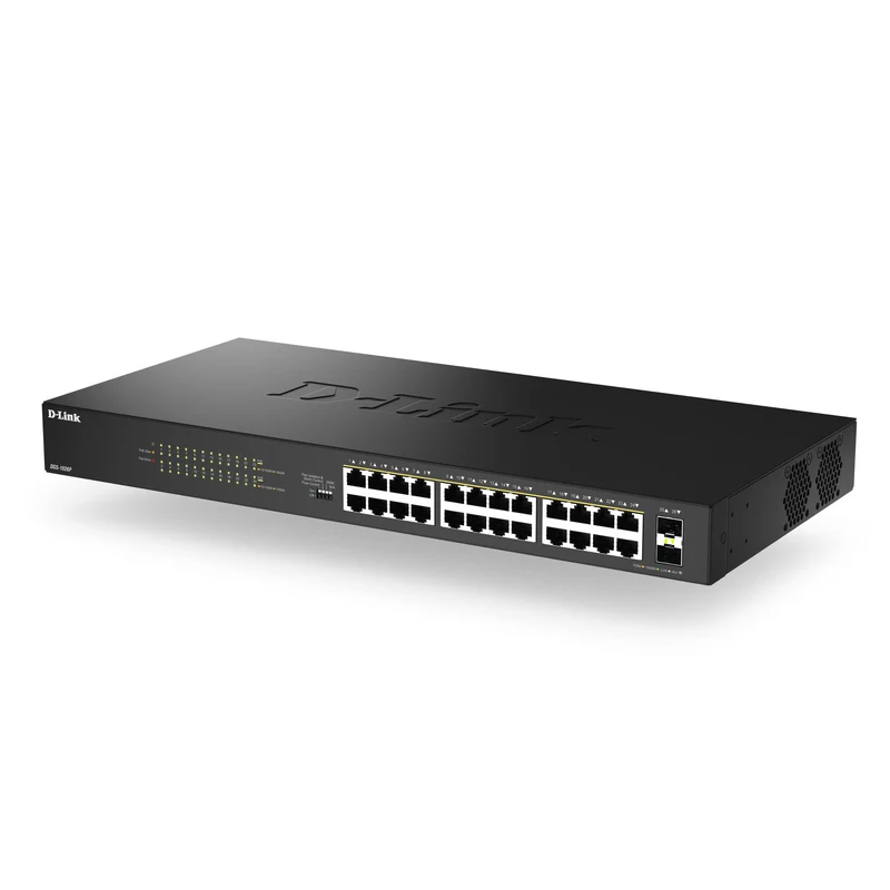 24-Port Gigabit PoE+ Unmanaged Switch with 2 SFP Ports - DGS-1026P