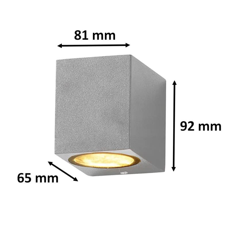 Applique Murale Argent LED Rectangulaire IP44 pour Ampoule GU10