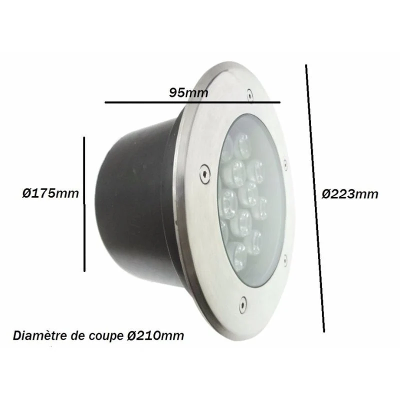 Spot Extérieur Encastrable LED IP65 220V Sol 18W 60°
