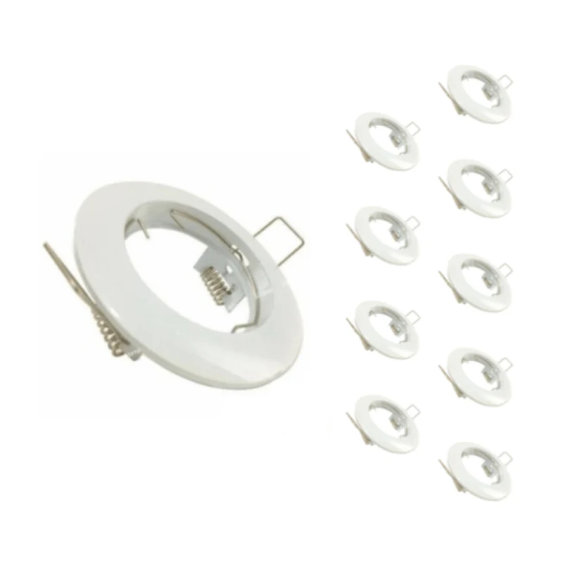 Support Spot GU10 LED Rond BLANC - Pack de 10