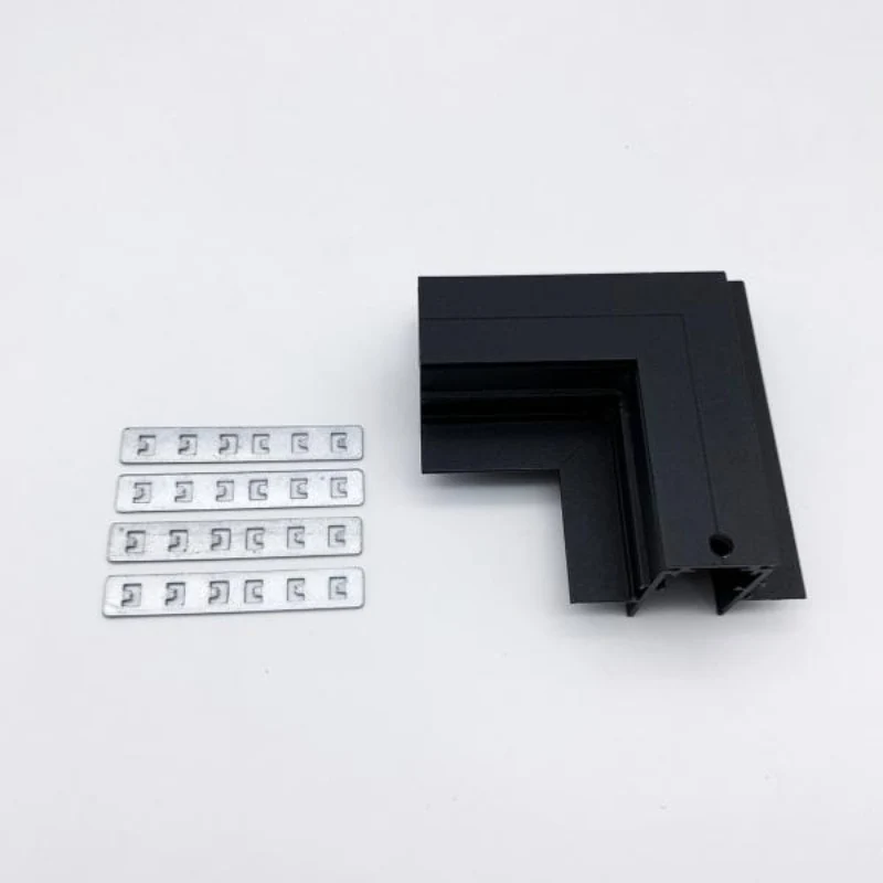 Connecteur Angle 90° pour Rail Magnétique Encastré Noir + Connecteur Souple