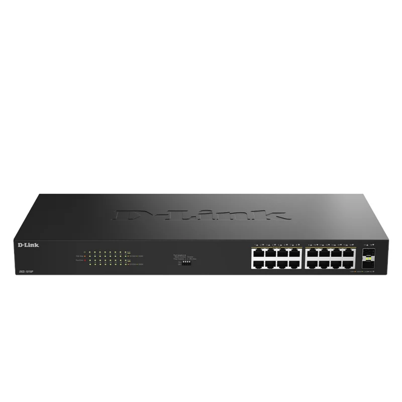 16-Port Gigabit PoE+ Unmanaged Switch with 2 SFP Ports - DGS-1018P