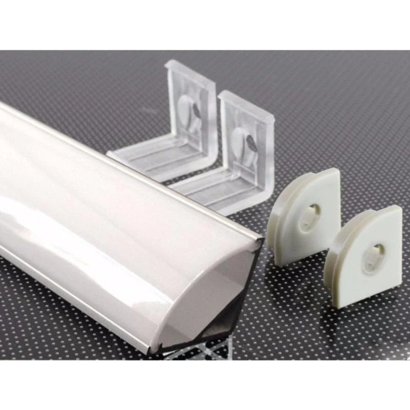 Profilé Aluminium Angle 2m pour Ruban LED Couvercle Blanc Opaque - Pack de 5