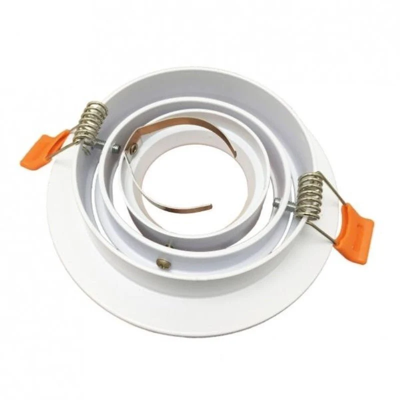 Support Spot GU10 LED Rond Blanc 110mm Orientable