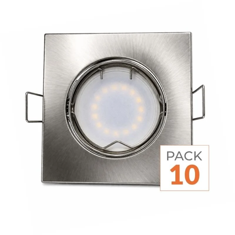 Kit Spot LED GU10 encastrable avec Ampoule LED 6W - Pack de 10