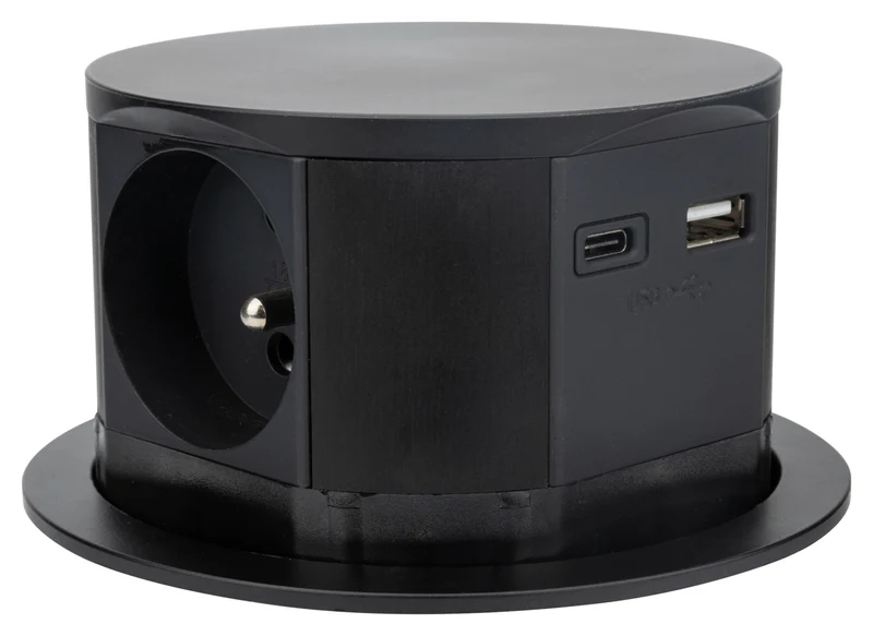 Bloc prise encastrable compacte 2P+T 16A + USB - Otio