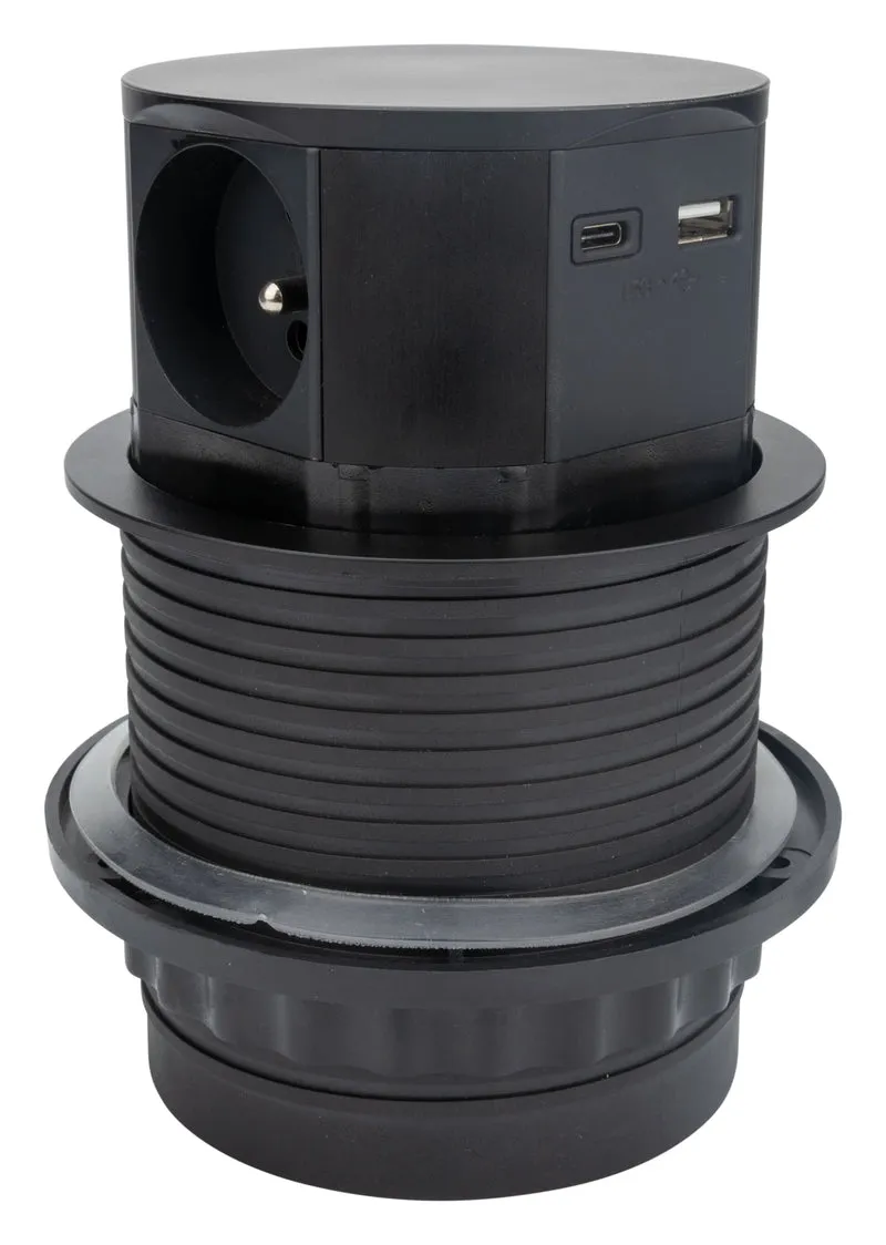 Bloc prise encastrable compacte 2P+T 16A + USB - Otio