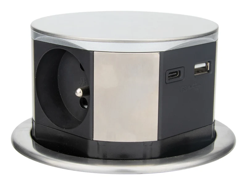Bloc prise encastrable compacte 2P+T 16A + USB - Otio