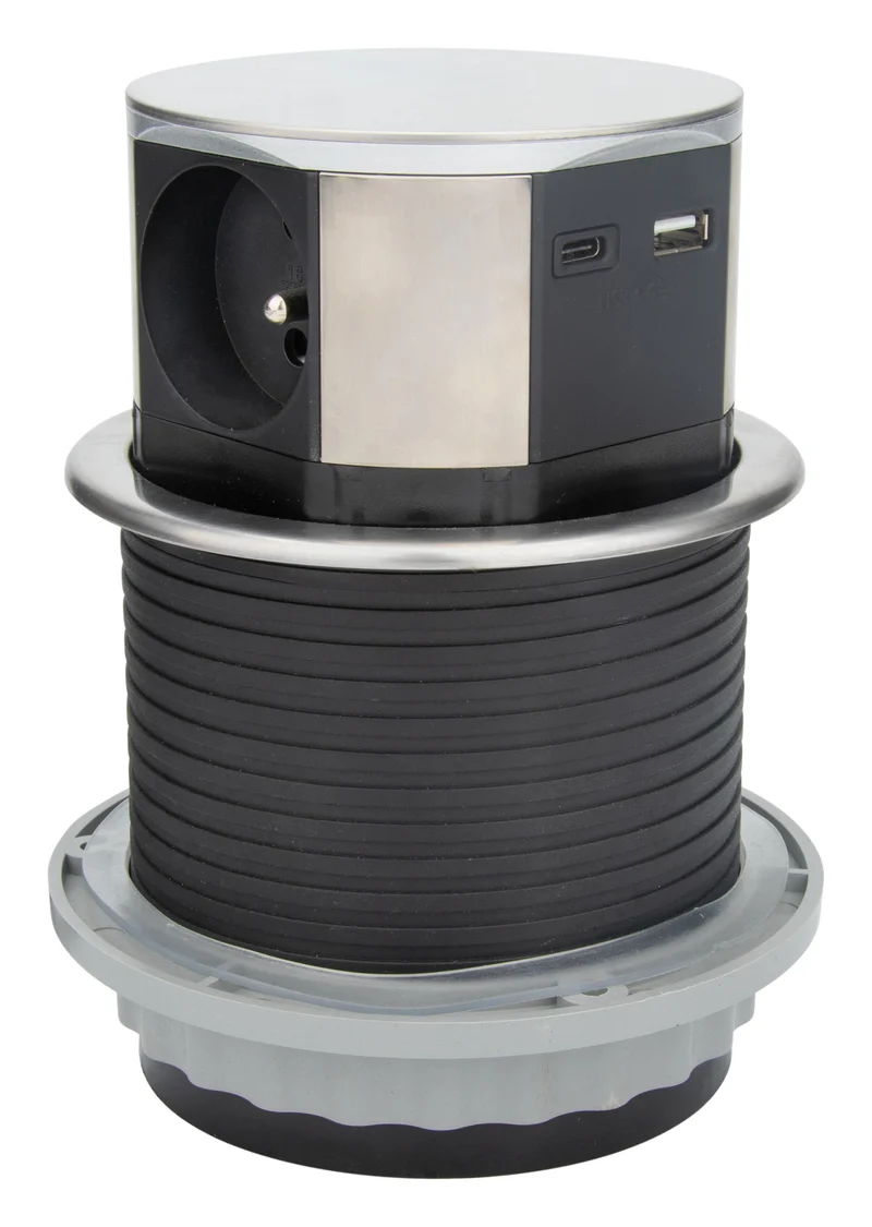 Bloc prise encastrable compacte 2P+T 16A + USB - Otio