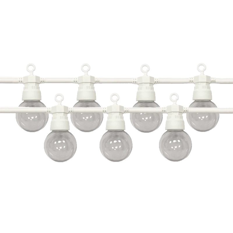Guirlande Guinguette LED 13M 20pcs 6W IP65 Blanc Chaud - Câble Blanc