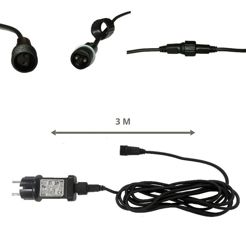 Guirlande Guinguette LED 13M 20pcs 6W IP65 Monocouleur - Câble Noir