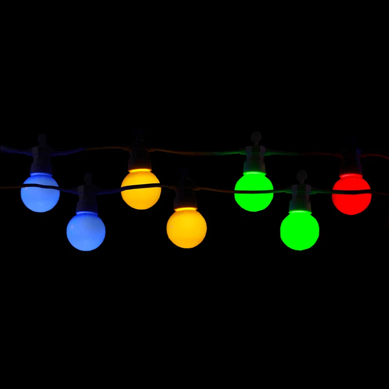 Guirlande Guinguette LED 13M 20pcs 6W IP65 Multicolore - Câble Noir