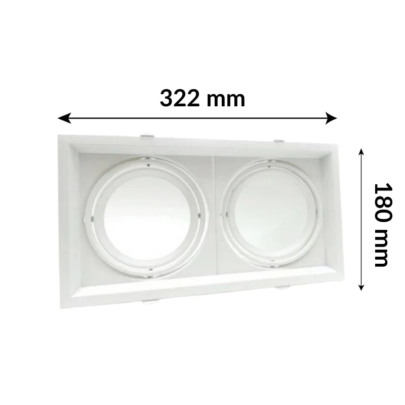 Kit Support Double AR111 Encastrable Orientable avec Ampoules LED 20W