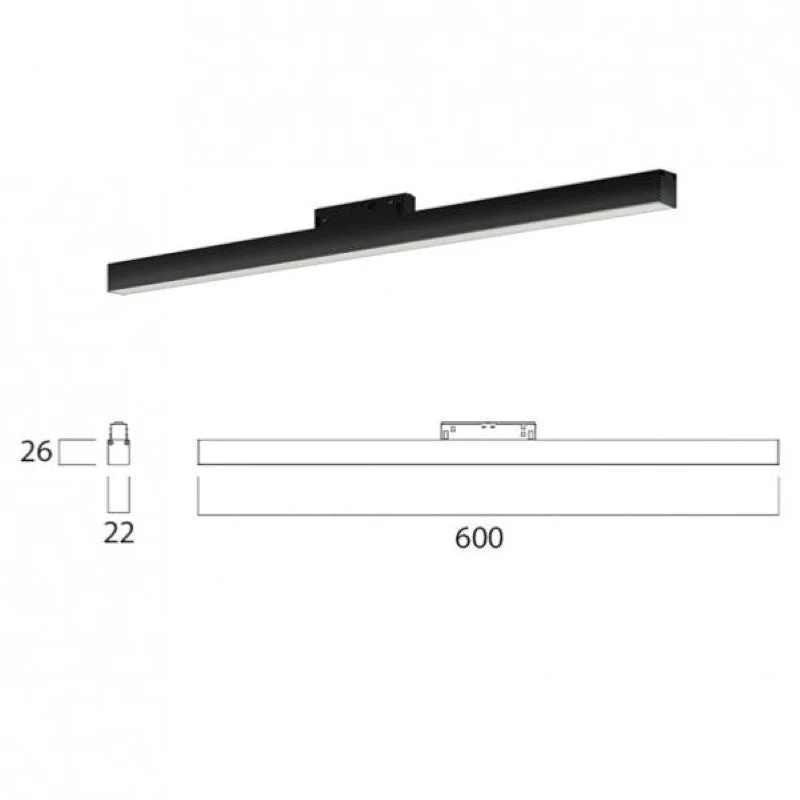 Profilé LED sur Rail Magnétique 48V 18W Opaque