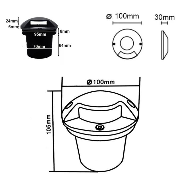 Spot LED Encastrable Extérieur IP65 220V Sol 3W Walkable 2 faisceaux
