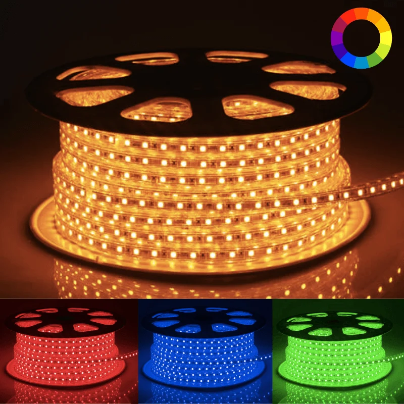 Ruban LED 50M 220V RGB Recoupable 5050 IP65 60LED/m + Télécommande