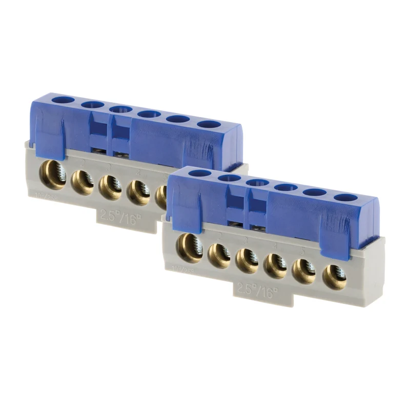 Bornier neutre 6 connexions bleu - Thomson