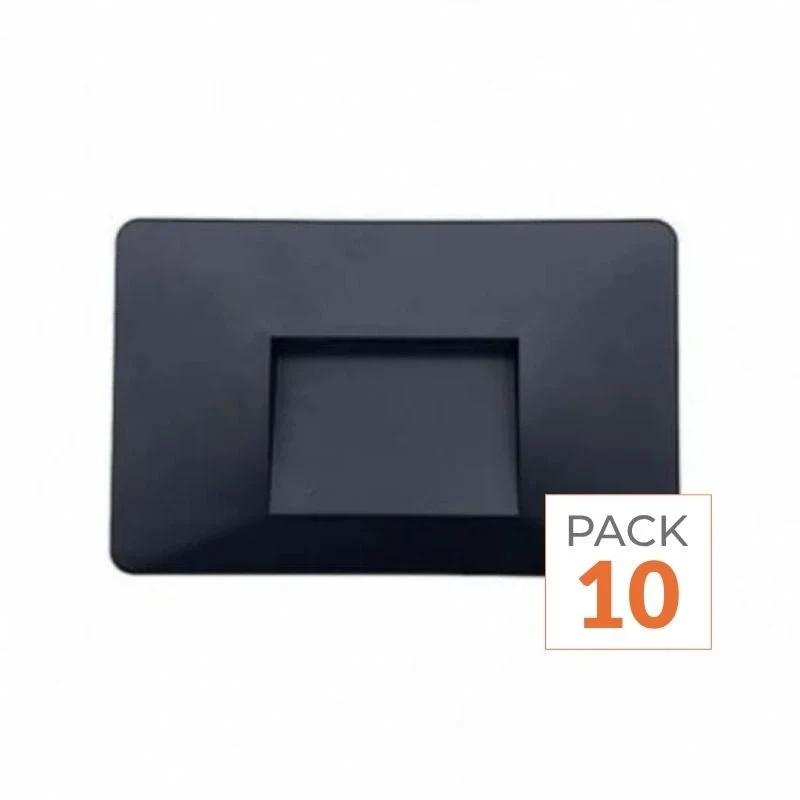 Pack de 10 - Balise LED saillie 3W 220V 120° Noire IP44 pour Escalier