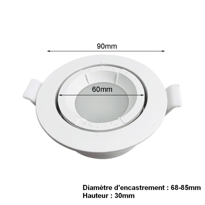 Support Spot Encastrable GU10 LED Orientable Rond BLANC