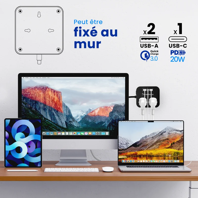 Multiprise 5 en 1 Électrique et USB