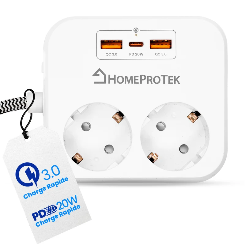 Multiprise 5 en 1 Électrique et USB