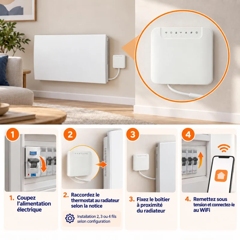Thermostat électronique connecté WiFi - compatible réglementation 2030 - Voltman