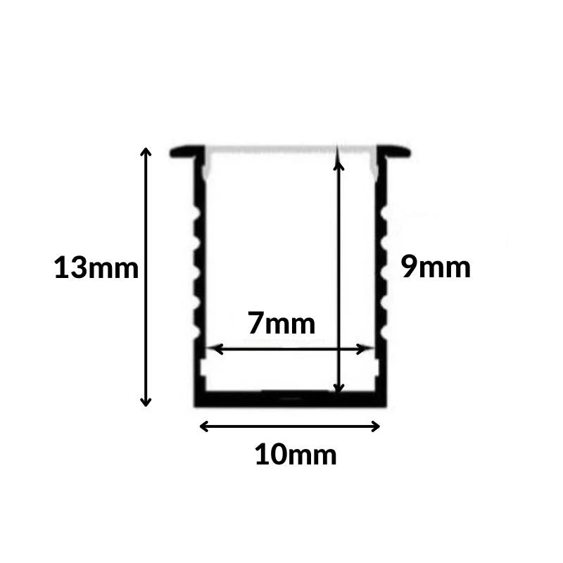 Profilé Aluminium 1m pour Ruban LED avec Cache Blanc Opaque