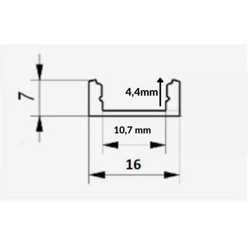 Profilé Aluminium 1m pour Ruban LED avec Couvercle Blanc Opaque