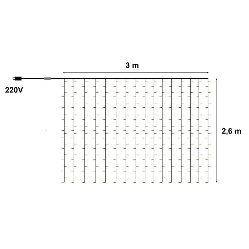 Guirlande LED Rideaux 320LED 220V 3m IP44 8 modes - Multicolore