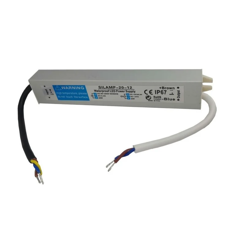 Transformateur 220V 12V IP67 20W DC 1.67A