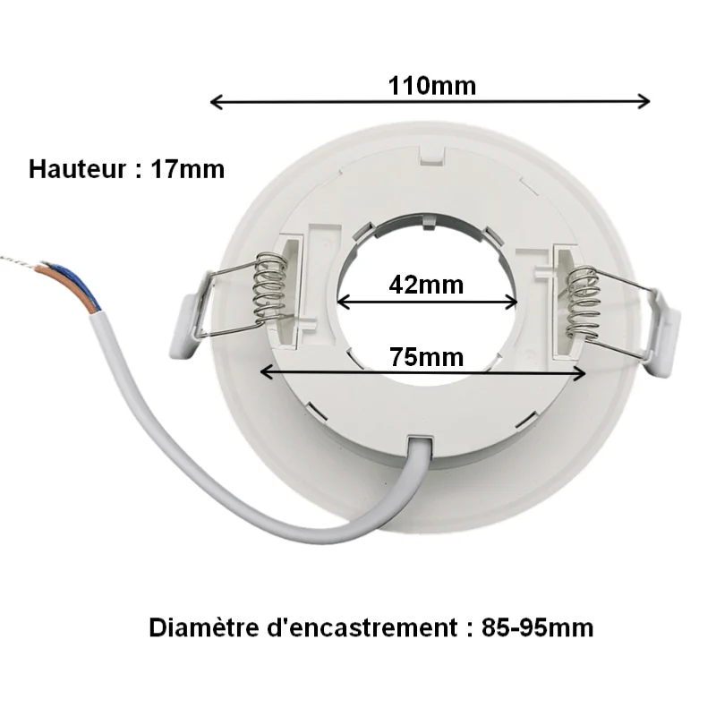 Support Spot Encastrable GX53 LED Rond BLANC